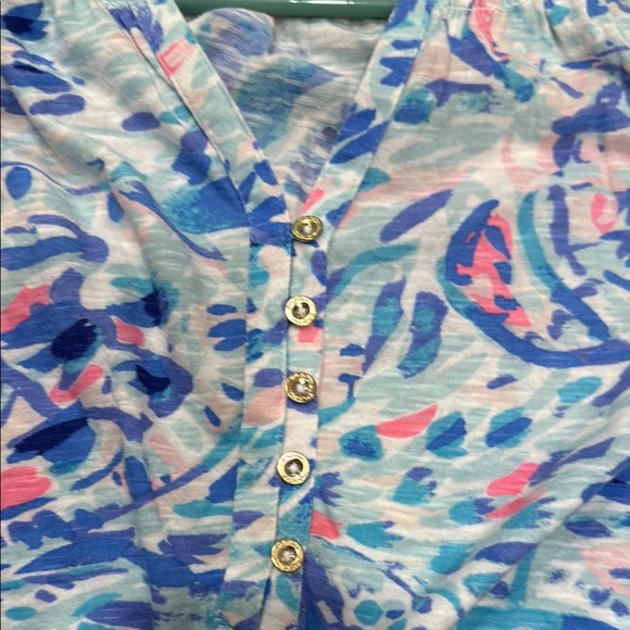 Blue and Pink Paisley Sleeveless Top - Picture 5 of 5